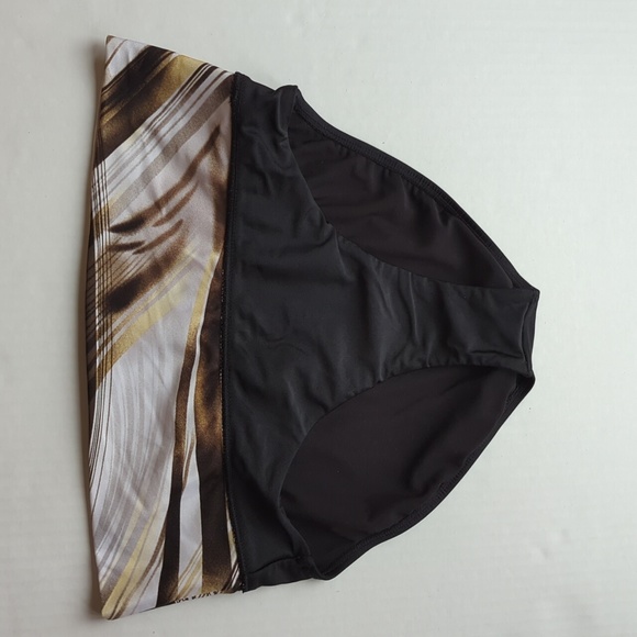 Gossip Collection Stretch Bikini Fold Over Swim Bottom MEDIUM Black Multicolor - Picture 8 of 11